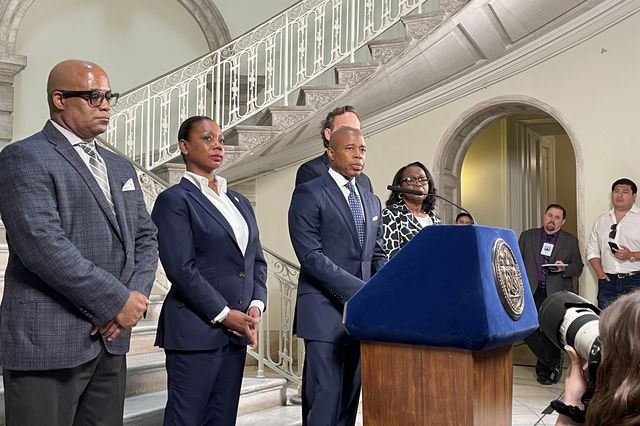 Mayor Eric Adams speaks after the U.S. Supreme Court overturned New York’s law that restricts gun owners from carrying their firearms in public spaces.